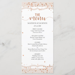 Sandstreifen und Rose Gold Confetti Wedding Menü Menükarte