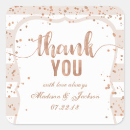 Sandstreifen und Rose Gold Hochzeit Liebe Dank Quadratischer Aufkleber