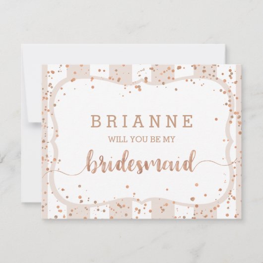 Sandstreifen und Rose Gold werden meine Bridesmaid Einladung (Vorderseite)