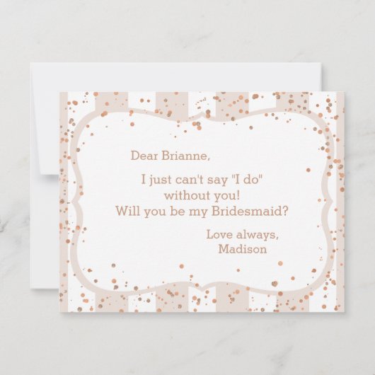 Sandstreifen und Rose Gold werden meine Bridesmaid Einladung (Rückseite)