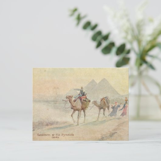 Sandsturm in Pyramiden Postkarte (Stehend Vorderseite)