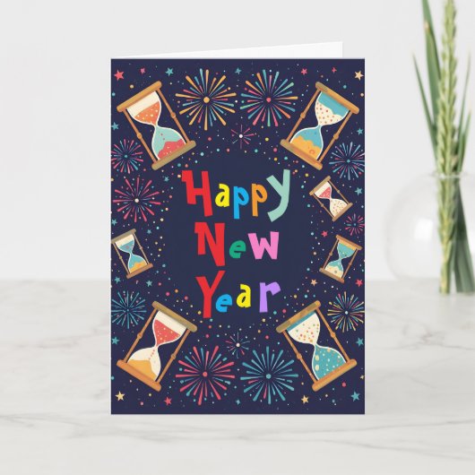 Sanduhr Silvester Karte (Vorderseite)