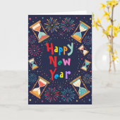 Sanduhr Silvester Karte (Gelbe Blume)