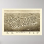 Sandusky, OH Panorama Karte - 1883 Poster (Vorne)