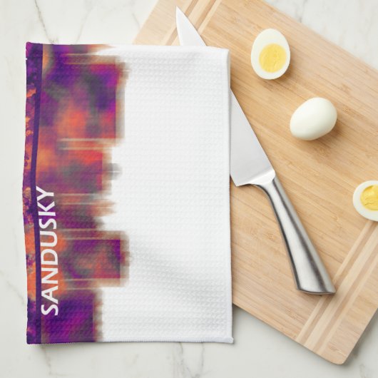 Sandusky Ohio Skyline Geschirrtuch (Viertel Falte)