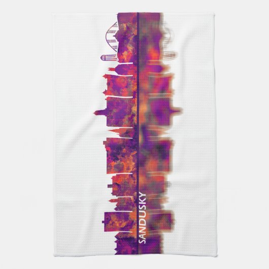 Sandusky Ohio Skyline Geschirrtuch (Vertikal)