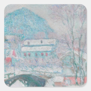 Sandvika, Norwegen (1895) Claude Monet schneebedec Quadratischer Aufkleber