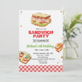 Sandwich Birthday Party Invitation Einladung (Stehend Vorderseite)