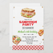 Sandwich Birthday Party Invitation Einladung (Vorne/Hinten)