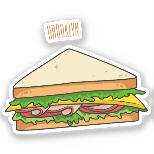 Sandwich Cartoon Illustration Aufkleber (Vorderseite)