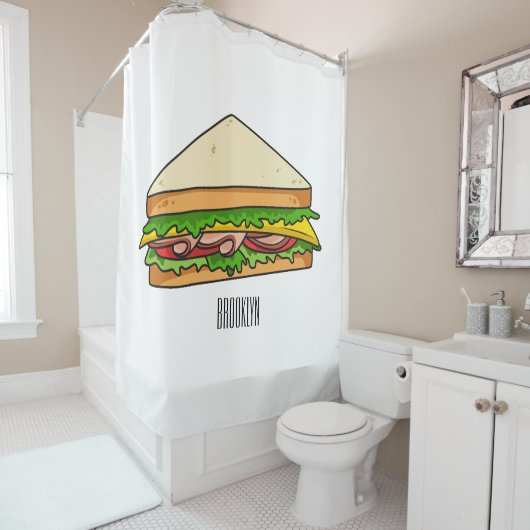 Sandwich Cartoon Illustration Duschvorhang (Beispiel)