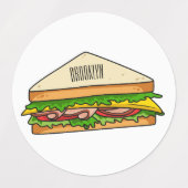 Sandwich Cartoon Illustration Etiketten (Design 2)