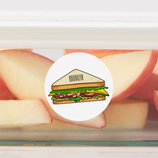 Sandwich Cartoon Illustration Etiketten (Befestigt)