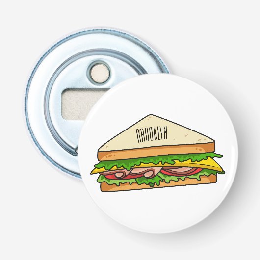 Sandwich Cartoon Illustration Flaschenöffner (Vorderseite)