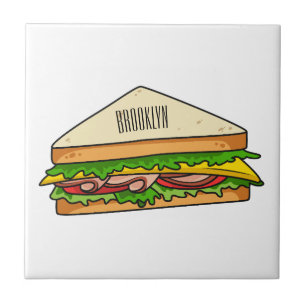 Sandwich Cartoon Illustration Fliese
