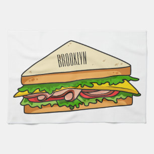 Sandwich Cartoon Illustration Geschirrtuch