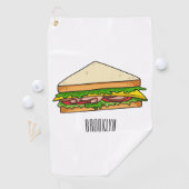 Sandwich Cartoon Illustration Golfhandtuch (Insitu)