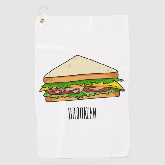 Sandwich Cartoon Illustration Golfhandtuch (Vorderseite)