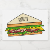Sandwich Cartoon Illustration Lebensmitteletikett (Einzelnes Label)