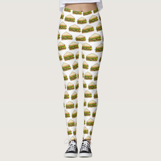 Sandwich Cartoon Illustration Leggings (Vorderseite)