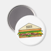 Sandwich Cartoon Illustration Magnet (Vorderseite/Rückseite)
