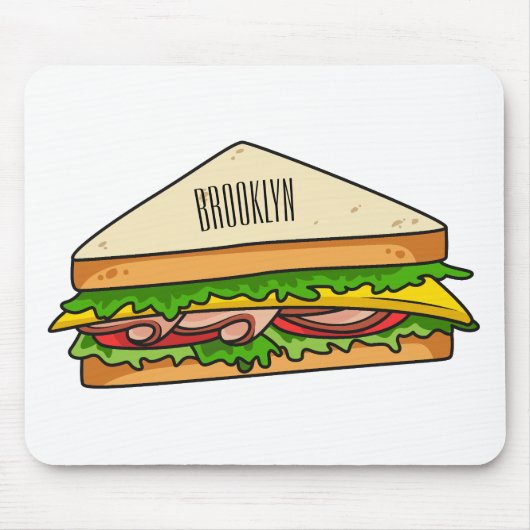 Sandwich Cartoon Illustration Mousepad (Vorne)