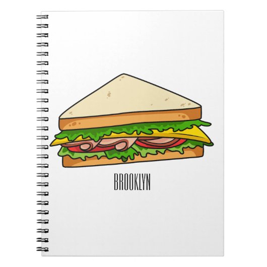 Sandwich Cartoon Illustration Notizblock (Vorderseite)