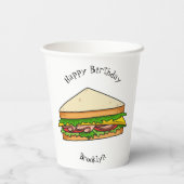Sandwich Cartoon Illustration Pappbecher (Rückseite)