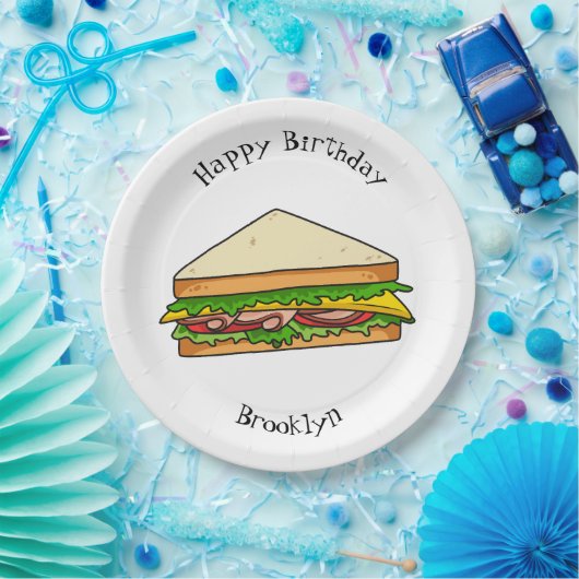 Sandwich Cartoon Illustration Pappteller (Party)
