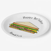 Sandwich Cartoon Illustration Pappteller (Schrägansicht)