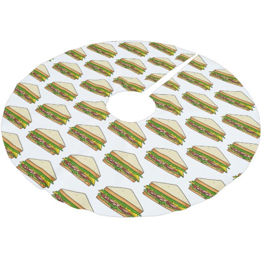 Sandwich Cartoon Illustration Polyester Weihnachtsbaumdecke (Schrägansicht)