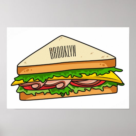 Sandwich Cartoon Illustration Poster (Vorne)