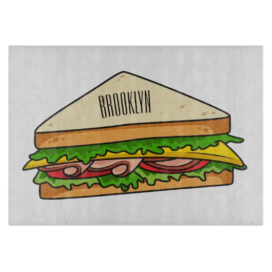 Sandwich Cartoon Illustration Schneidebrett (Vorderseite)