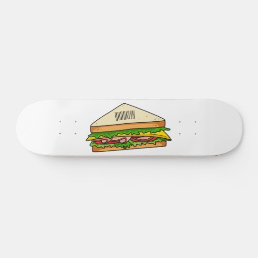 Sandwich Cartoon Illustration Skateboard (Horizontal)