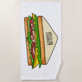 Sandwich Cartoon Illustration Strandtuch (Vorderseite)