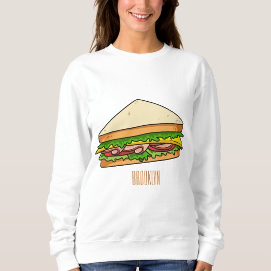 Sandwich Cartoon Illustration Sweatshirt (Vorderseite)
