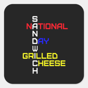Sandwich Day Grillkäse Quadratischer Aufkleber
