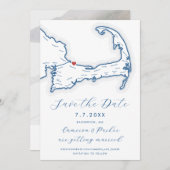 Sandwich MA Cape Cod Map Navy Blue Wedding Save The Date (Vorne/Hinten)