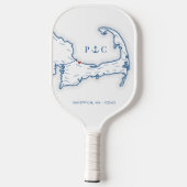 Sandwich MA Map Navy Blue Monogram Pickleball Schläger (Rückseite)