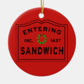Sandwich MA Weihnachten Keramik Ornament (Vorne)