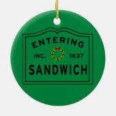 Sandwich MA Weihnachten Keramik Ornament (Hinten)
