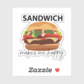 Sandwich macht mich glücklich aufkleber (Blatt)