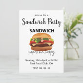 Sandwich macht mich glücklich Party Einladung (Stehend Vorderseite)