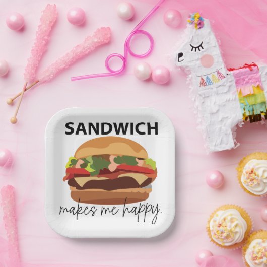 Sandwich macht mich glücklich Party Pappteller (Party)