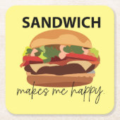 Sandwich macht mich glücklich rechteckiger pappuntersetzer (Vorderseite)