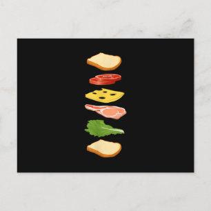 Sandwich mit Brot Käse & Schinken Foodie Essen Einladungspostkarte
