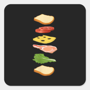 Sandwich mit Brötchenkäse und Feinschmecker Quadratischer Aufkleber