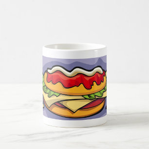 Sandwich mit Salat Käse und Soße Kaffeetasse