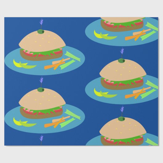 Sandwich mit Veggie Sides Fun Food Geschenkpapier (Flach)