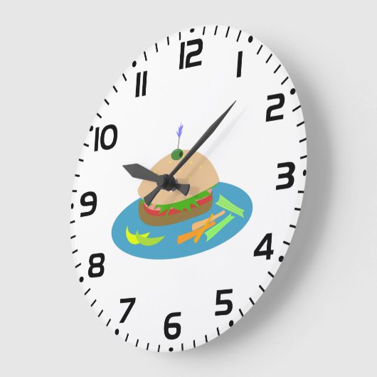 Sandwich mit Veggie Sides Fun Food Große Wanduhr (Winkel)